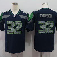 Men's Seattle Seahawks Chris Carson #32 Navy Game Jersey
