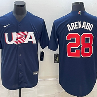Men's 2023 World Baseball Classic #28 Nolan Arenado USA Navy Jersey1