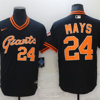 Men's San Francisco Giants Willie Mays #24 Black Replica Baseball Jersey1