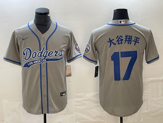 Men's Los Angeles Dodgers Shohei Ohtani #17 Gray Game Player Jersey1 Joint Edition