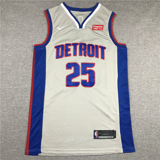 Men's Detroit Pistons Derrick Rose #25 Silver Swingman Jersey1