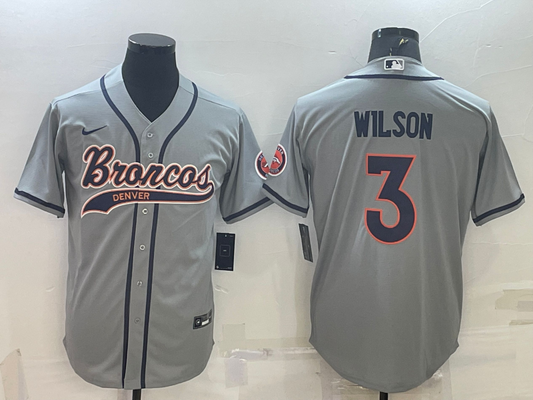 Men's Denver Broncos Russell Wilson #3 Gray Game Jersey1 Joint Edition
