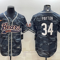 Men's Chicago Bears Walter Payton #34 Grey Camouflage Game Jersey1 Joint Edition
