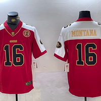 Men's San Francisco 49ers Joe Montana #16 Scarlet Player Game Jersey1