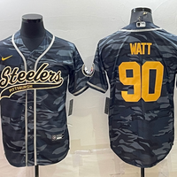 Men's Pittsburgh Steelers T.J. Watt #90 Gray Camouflage Game Jersey1 Joint edition