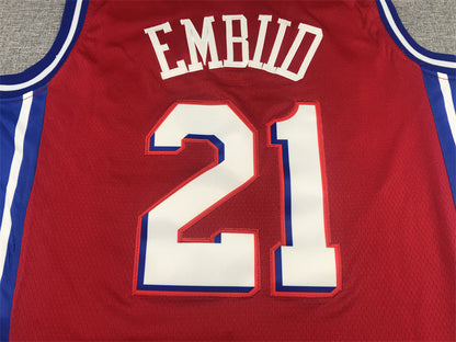Men's Philadelphia 76ers Joel Embiid #21 NBA Red Replica Jersey1
