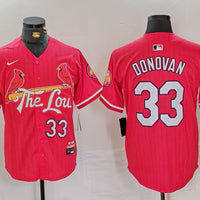 Men's St. Louis Cardinals Brendan Donovan #33 Red 2024 City Connect Limited Player Jersey1