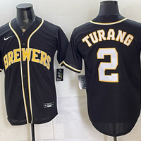 Men's Milwaukee Brewers Brice Turang #2 Black Replica Player Jersey