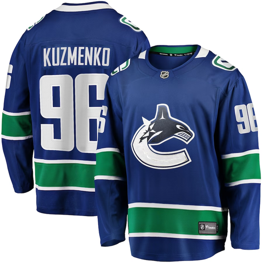 Men's Vancouver Canucks Andrei Kuzmenko #96 Blue Home Breakaway Jersey1