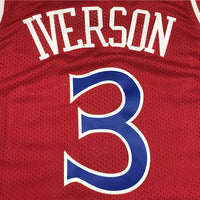 Men's Philadelphia 76ers Allen Iverson Red Hardwood Classics Authentic Jersey1