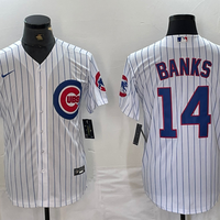 Men's Chicago Cubs Ernie Banks #14 White Replica Baseball Jersey1