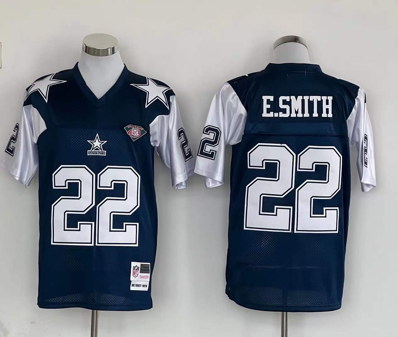 Emmitt Smith Dallas Cowboys Mitchell Ness Navy Legacy Replica Jersey - JerseysFreak