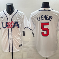 Men's USA Baseball Ernie Clement #5 White 2026 World Baseball Classic Stadium Jersey