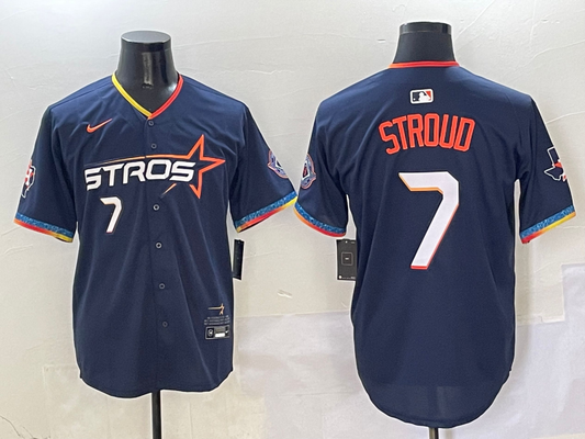 Men's Houston Astros C.J. Stroud #7 Navy 2025 City Connect Limited Player Jersey1