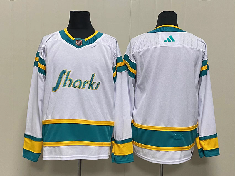 Men's San Jose Sharks White Reverse Retro 2.0 Authentic Blank Jersey1