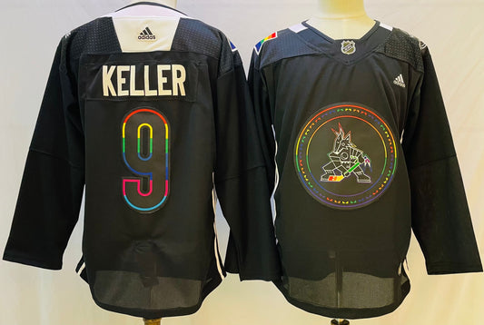Men's Arizona Coyotes Clayton Keller #9 Black Breakaway Player Jersey1