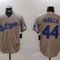 Men's Los Angeles Dodgers Vicente Padilla #44 Gray Game Jersey1