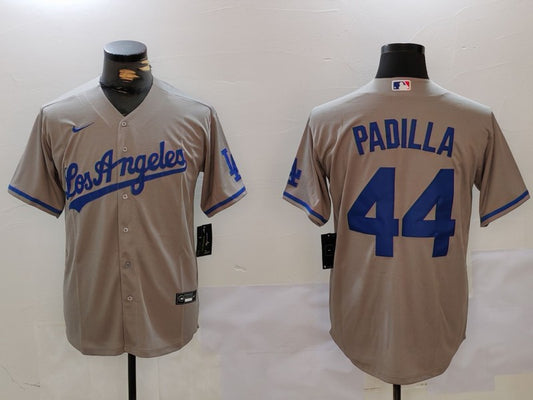 Men's Los Angeles Dodgers Vicente Padilla #44 Gray Game Jersey1
