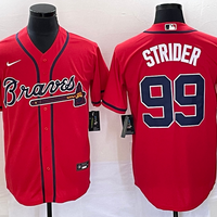 Men's Atlanta Braves Spencer Strider #99 Red Replica Player Jersey1