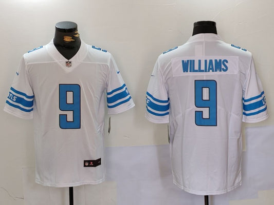 Men's Detroit Lions Jameson Williams #9 White Player Game Jersey1