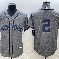 Men's New York Yankees Derek Jeter #2 Gray Replica Game Name Jersey1