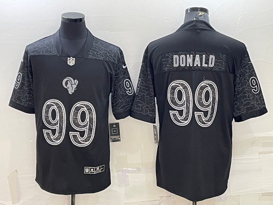 Men's Los Angeles Rams Aaron Donald #99 Black RFLCTV Limited Jersey1