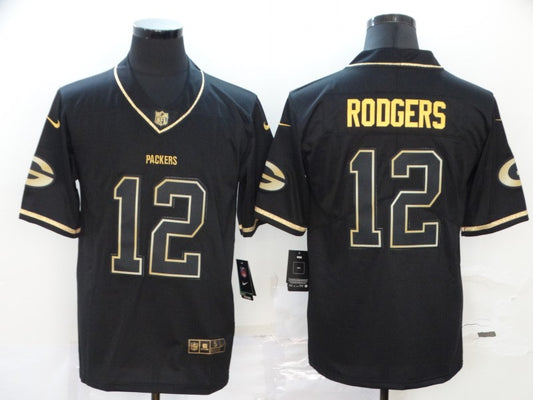 Men's Green Bay Packers #12 Aaron Rodgers Black Game Player Jersey1