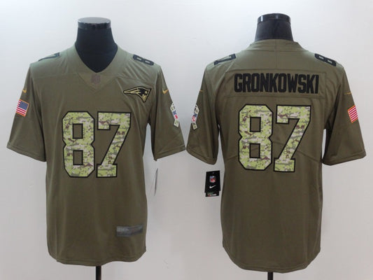Men's New England Patriots Rob Gronkowski #87 Brown Player Game Jersey1