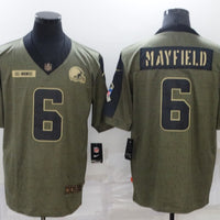 Men's Cleveland Browns Baker Mayfield #6 Olive Game Player Jersey1