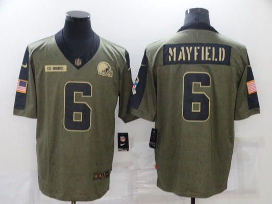 Men's Cleveland Browns Baker Mayfield #6 Olive Game Player Jersey1