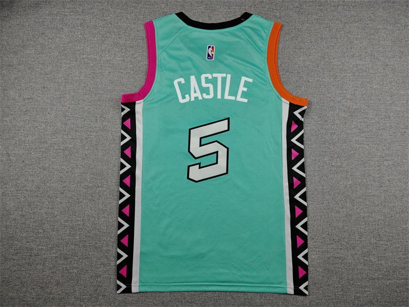Men's San Antonio Spurs Stephon Castle #5 Turquoise 2022/23 Swingman Jersey - City Edition
