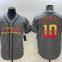 Men's Houston Astros Yuli Gurriel #10 Gray Replica Team Jersey1