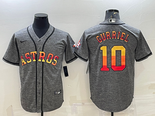 Men's Houston Astros Yuli Gurriel #10 Gray Replica Team Jersey1