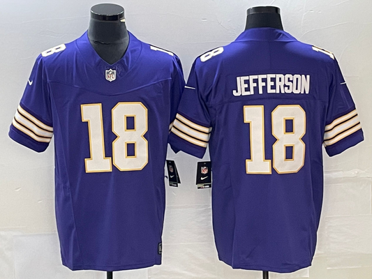 Men's Minnesota Vikings Justin Jefferson #18 Purple Classic Player Jersey1