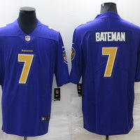 Men's Baltimore Ravens Rashod Bateman #7 Purple Player Jersey1