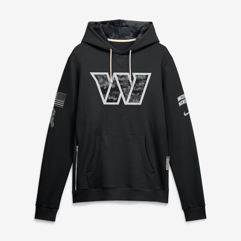 Men's Washington Commanders Black 2026 Salute to Service Sideline Dri-FIT Pullover Hoodie