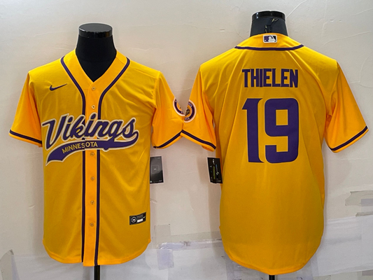 Men's Minnesota Vikings Adam Thielen #19 Yellow Game Jersey1 Joint Edition