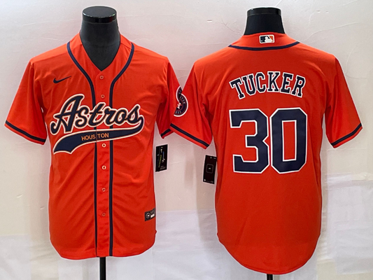 Men's Houston Astros Kyle Tucker #30 Orange Replica Jersey1 Joint Edition