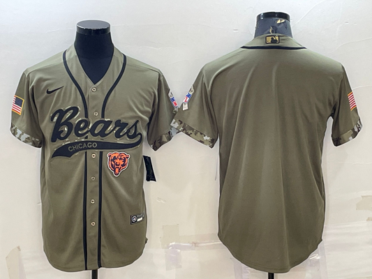 Men's Chicago Bears Olive 2022 Salute To Service Limited Blank Jersey1