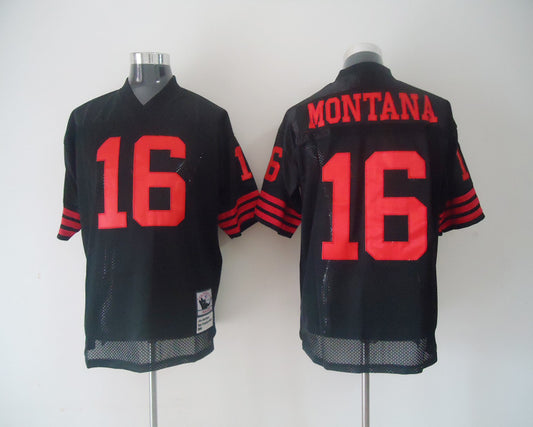 Men's San Francisco 49ers Joe Montana Mitchell & Ness Black Legacy Replica Player Jersey1