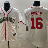 Men's Mexico Baseball Jarren Duran #16 White 2026 World Baseball Classic Stadium Jersey