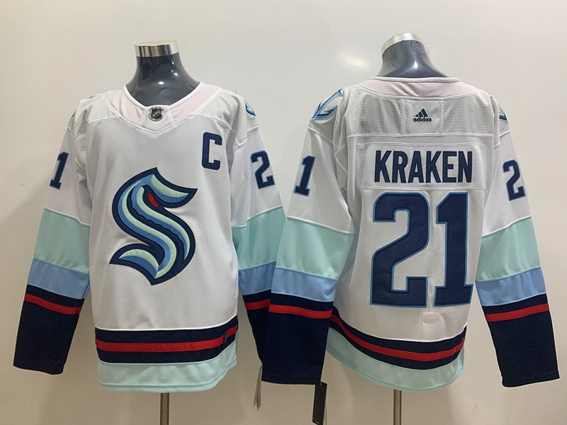 Men's Seattle Kraken #21 White Home Breakaway Player Jersey1