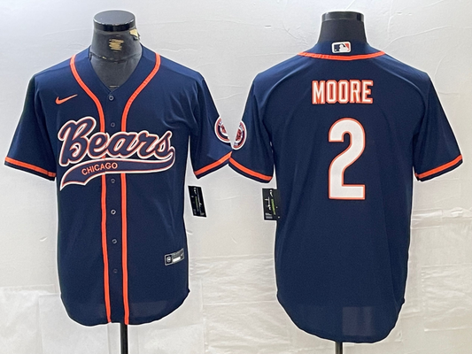 Men's Chicago Bears D.J. Moore #2 Navy Game Jersey1