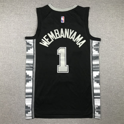 Men's San Antonio Spurs Victor Wembanyama #1 Black 2022/23 Swingman Jersey1 - Statement Edition