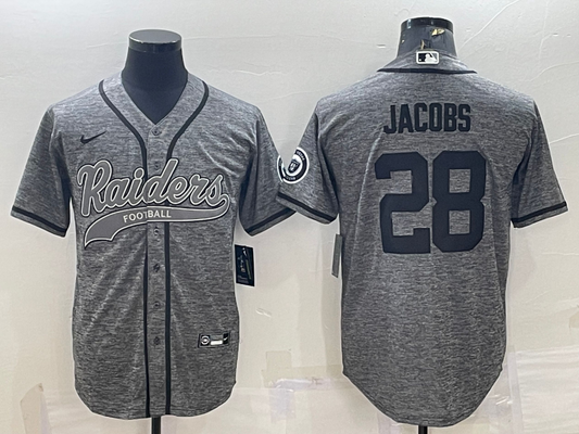 Men's Las Vegas Raiders Josh Jacobs #28 Gray Player Jersey1 Joint Edition