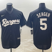 Men's Texas Rangers Corey Seager #5 Black Replica Player Jersey1