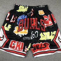 Men's Chicago Bulls Black Graffiti Edition Pocket Shorts1