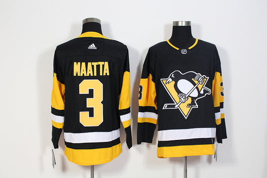 Men's Pittsburgh Penguins Olli Maatta #3 Black Player Game Jersey1