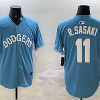 Men's Los Angeles Dodgers Roki Sasaki #11 Light Blue Limited Player Jersey1