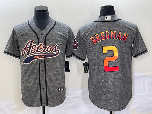 Men's Houston Astros Alex Bregman #2 Gray Replica Player Jersey1 Joint Edition